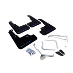 Rally Armor UR Series black polyurethane mud flaps with blue logo for 2015-2021 Subaru WRX and WRX STI