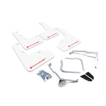 Set of four Rally Armor White UR Series polyurethane mud flaps with red logo for 2015-2021 Subaru WRX and STI