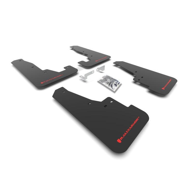 Black Rally Armor UR polyurethane mud flaps with red logo for 2016-2026 Dodge Durango.