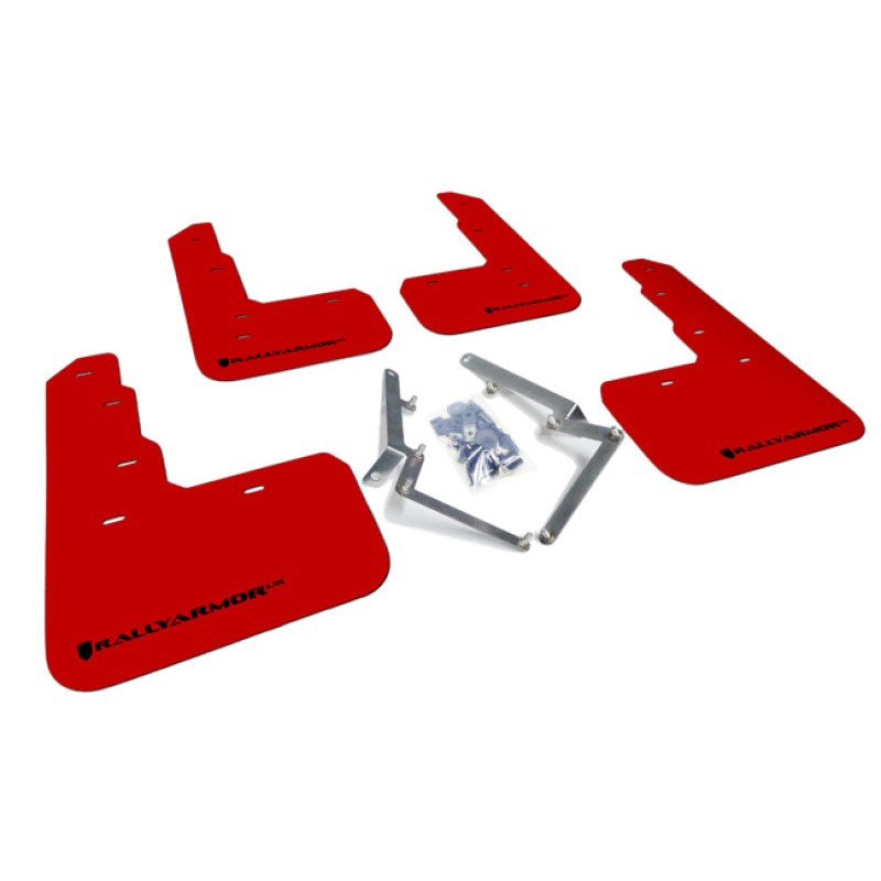 Red Rally Armor UR mud flap with black logo for a 2017-2021 Honda Civic Type R.