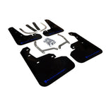 Black Rally Armor UR polyurethane mud flaps with blue logo for 2017-2023 Subaru Impreza