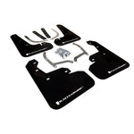 Set of four black Rally Armor UR polyurethane mud flaps with white logos for 2017-2023 Subaru Impreza.
