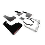 Rally Armor black UR series polyurethane mud flaps with red logo for 2018-2023 Subaru Crosstrek.