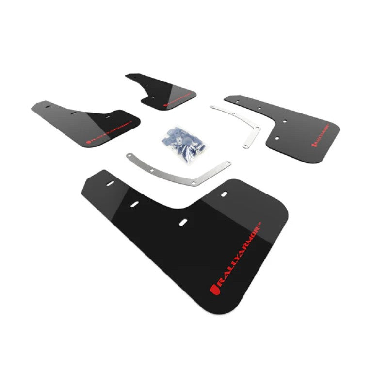 Rally Armor UR black polyurethane mud flaps with red logo for 2019-2025 Subaru Ascent