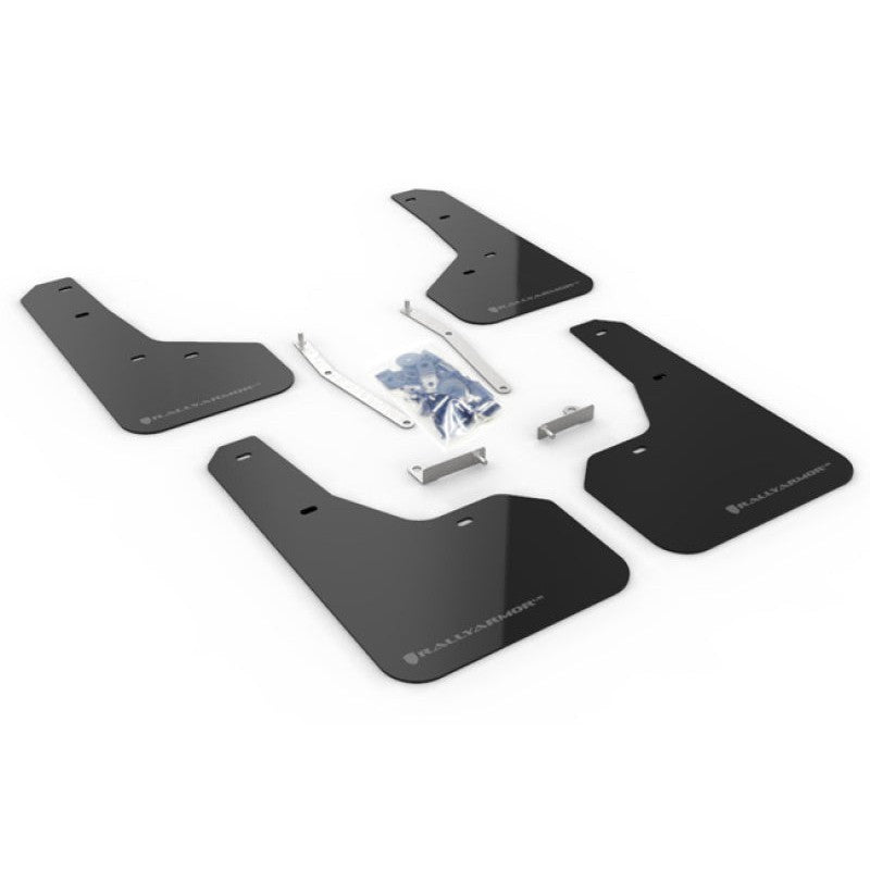Rally Armor UR Series black polyurethane mud flaps with grey logo for 2019-2021 Subaru Forester