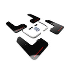 Set of Rally Armor UR black polyurethane mud flaps with red logo for 2019-2022 Hyundai Veloster N