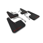 Four black Rally Armor UR polyurethane mud flaps with red logos for 2020-2026 Toyota GR Yaris.