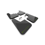 Set of four Rally Armor black UR polyurethane mud flaps with green logos for 2026 Subaru Outback.