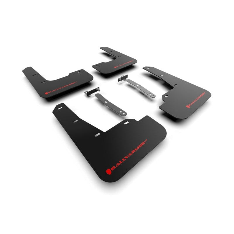 Rally Armor UR black polyurethane mud flaps with red logo for 2021-2023 Hyundai Elantra N