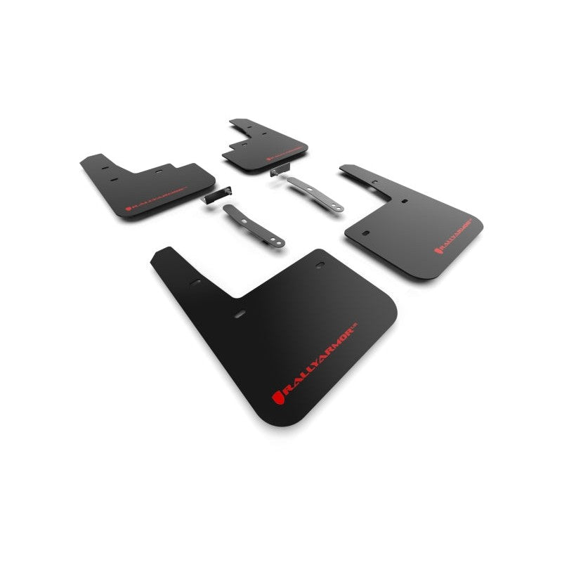 Rally Armor black UR polyurethane mud flaps with red logo for 2022-2023 Hyundai Kona N.