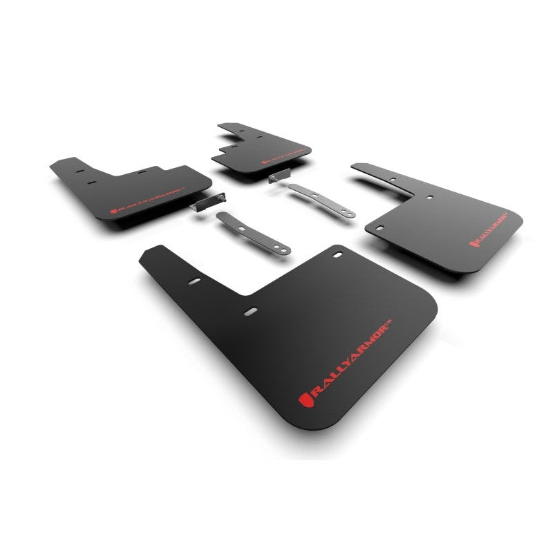 Rally Armor UR series black polyurethane mud flaps with red logo for 2022-2023 Hyundai Kona N Line