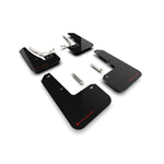 Black Rally Armor UR polyurethane mud flaps with red logo for 2022-2025 Volkswagen MK8 GTI and Golf R.