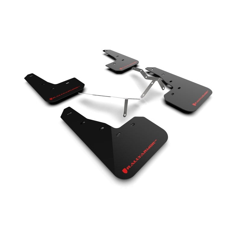 Set of four black Rally Armor UR polyurethane mud flaps with red logos for 2022-2026 Honda Civic.
