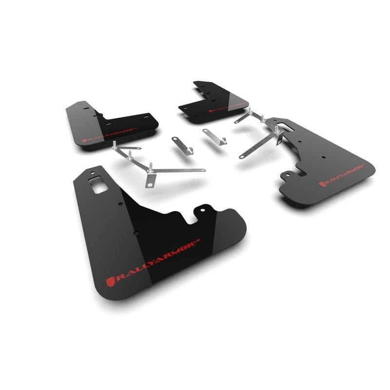 Black Rally Armor UR polyurethane mud flaps with red logo for 2022-2026 Subaru BRZ and Toyota GR86.