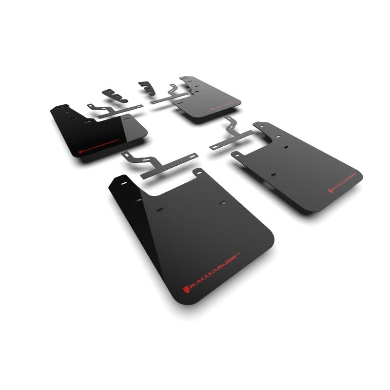 Black polyurethane Rally Armor UR mud flaps with red logo for 2022-2026 Toyota Tundra