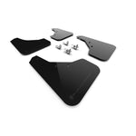 Rally Armor UR series black polyurethane mud flaps with a metallic black logo for a Kia Sportage.