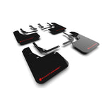 Set of Rally Armor black polyurethane UR mud flaps with red logo for 2024-2025 Hyundai Kona N Line.