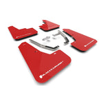 Red Rally Armor UR polyurethane mud flaps with white logo for 2024-2026 Subaru Crosstrek.