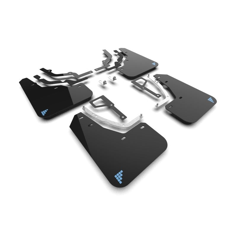 Black Rally Armor UR mud flap for 2025 Hyundai Ioniq 5 N with light blue battery logo