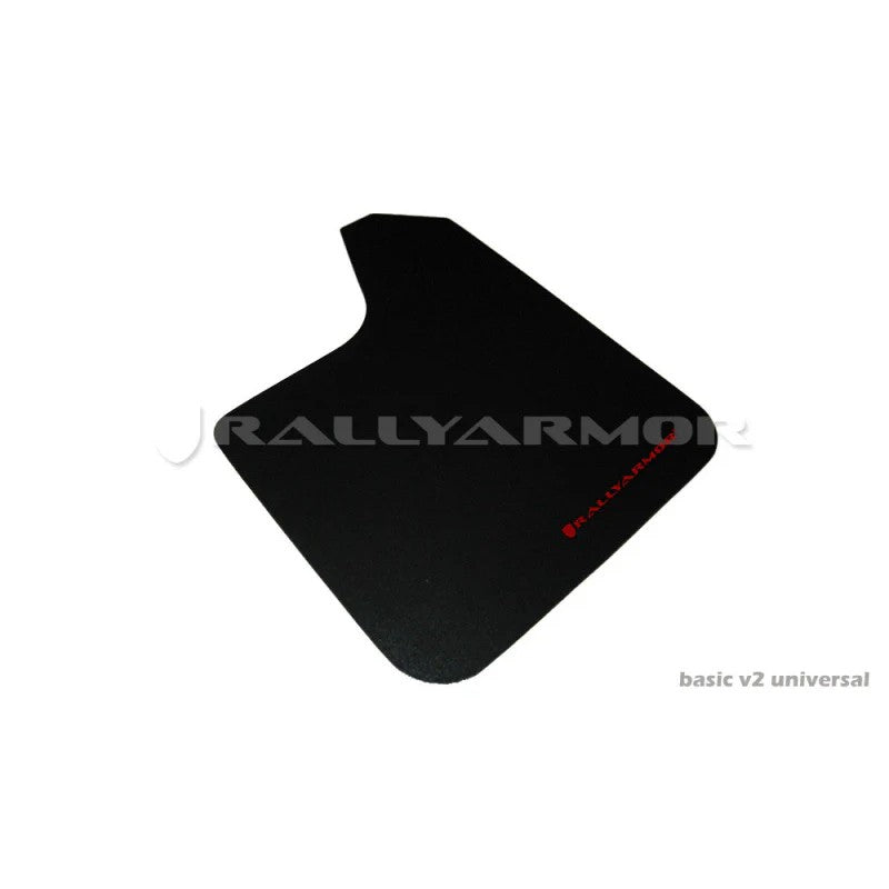 Set of four black Rally Armor Universal Basic mud flaps with red logos