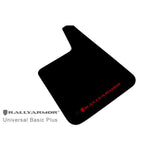 Set of four Rally Armor Basic Plus universal black mud flaps featuring red logos.