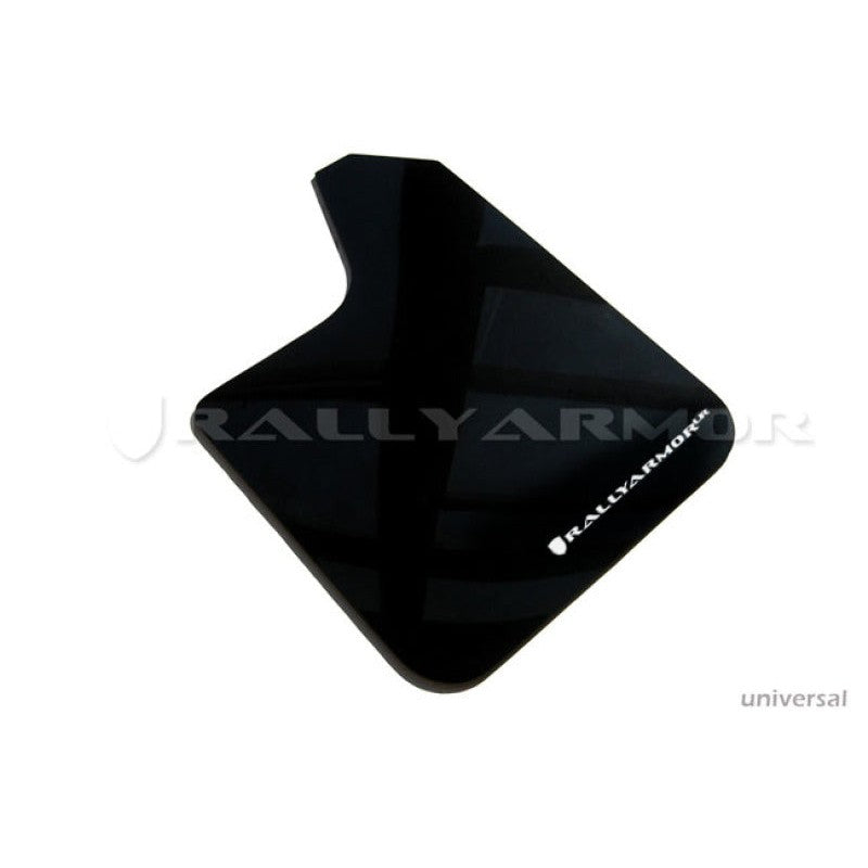 Black Rally Armor UR universal polyurethane mud flaps featuring white logos.