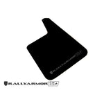 Set of black Rally Armor UR Plus universal polyurethane mud flaps featuring a grey logo.