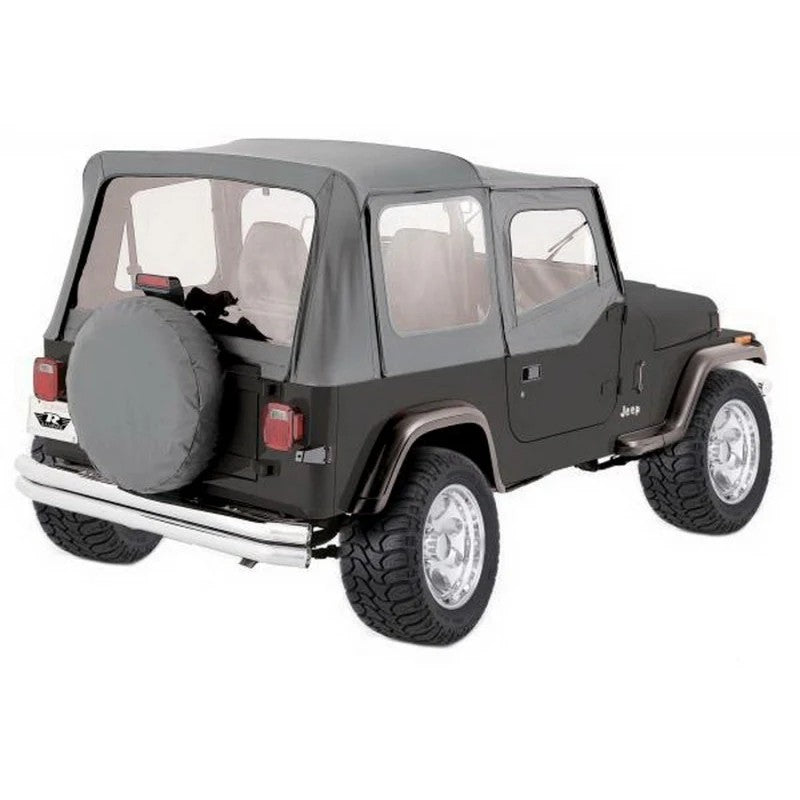 Rampage 68111 complete soft top in grey denim with windows and hardware for Jeep CJ and Wrangler YJ