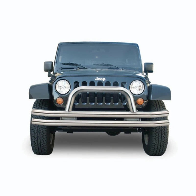 Polished 304 stainless steel double tube front bumper for 1976-2006 Jeep CJ and Wrangler