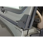 Black steel windshield hinge light mounting bracket for 1976-1995 Jeep CJ and Wrangler models.