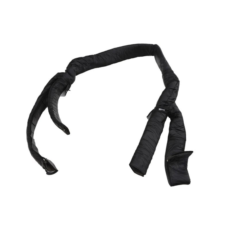 Black foam roll bar pad and cover kit with heavy-duty zipper fasteners for Jeep CJ and Wrangler models.