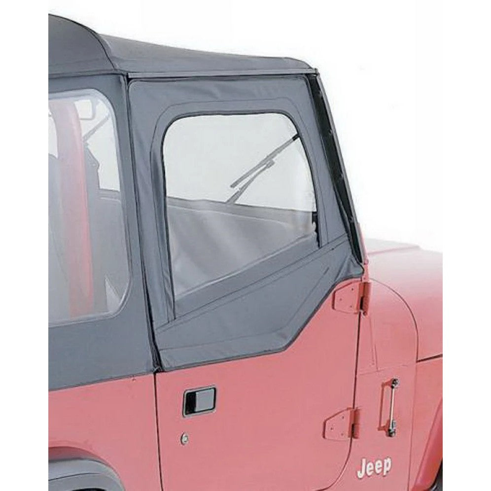 Rampage black denim replacement upper door skins for 1987-1995 Jeep Wrangler YJ factory frames.