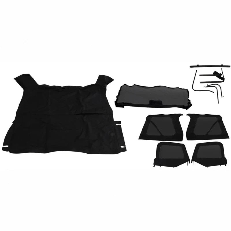 Rampage Black Diamond complete soft top kit with frame and tinted windows for 1997-2006 Jeep Wrangler TJ.