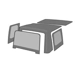 Military Khaki Rampage replacement soft top for 1997-2006 Jeep Wrangler TJ with tinted windows and door skins.