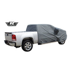 Grey Rampage 4-layer Easyfit truck cover with diamond bond pattern backing and side grommets for tie-downs.