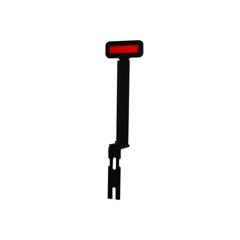 Black adjustable steel tire mount bracket with multi-bulb LED third brake light and 4-pin trailer plug wiring harness.