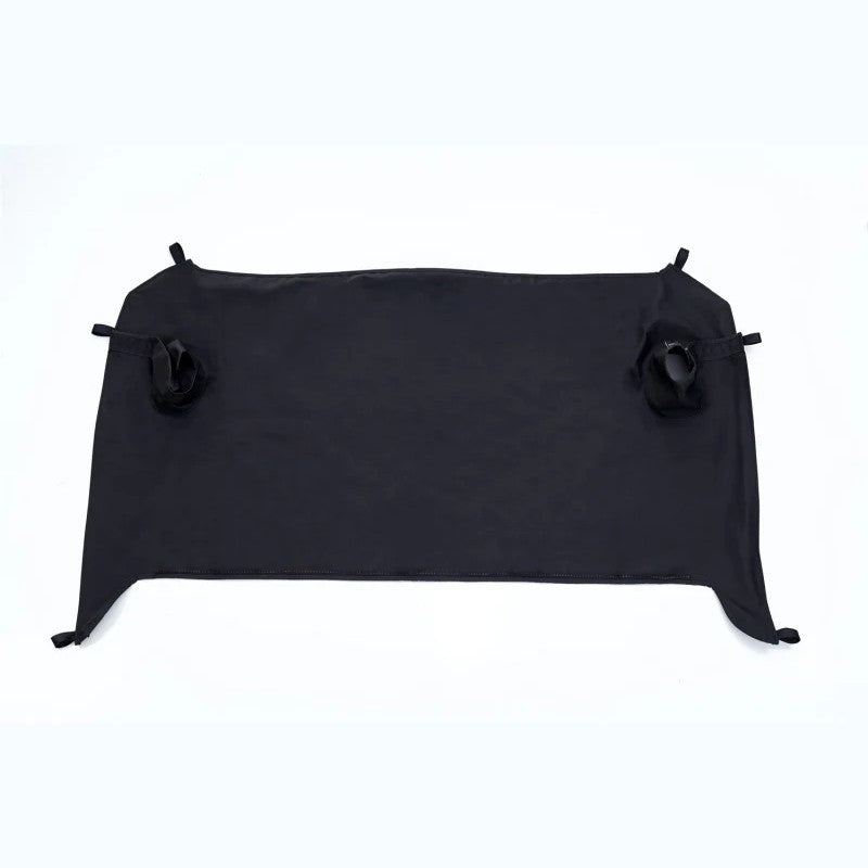 Rampage Black Diamond tonneau cover installed on the rear cargo area of a 4-door 2007-2018 Jeep Wrangler JK Unlimited.