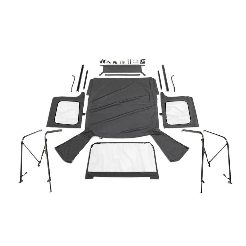 Rampage 68035 Black Diamond complete soft top kit including frame, hardware, and fabric for 1976-1995 Jeep CJ7 and Wrangler