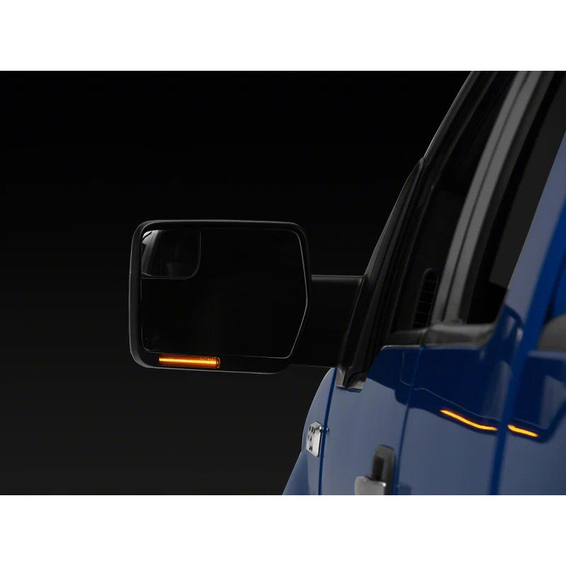 Raxiom Axial Series smoked sequential amber LED side mirror turn signals for 2004-2014 Ford F-150.