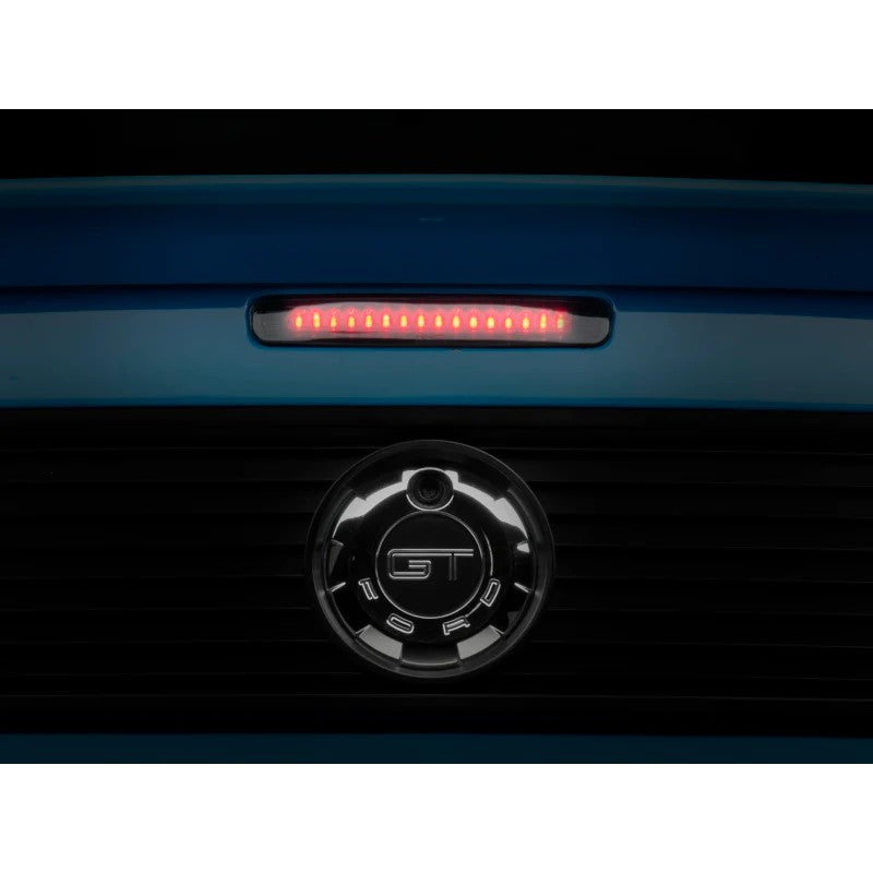 Raxiom Axial Series Smoked LED Third Brake Light with chrome housing and red LEDs for 2005-2009 Ford Mustang.