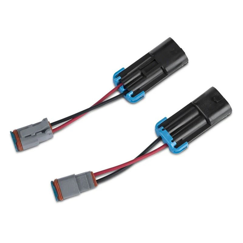 Raxiom Axial Series H10 to Deutsch fog light wire harness adapter kit showing the H10 plug and Deutsch DT connector.