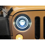 Raxiom Axial Series 7-inch LED projector headlights with Dragon Eye halo accents and black housings.