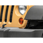 Pair of Raxiom Axial Series front turn signal lamps with amber polycarbonate lenses and black ABS housings.