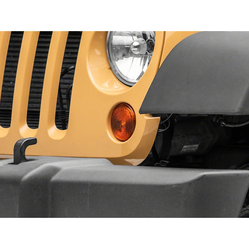 Pair of Raxiom Axial Series front turn signal lamps with amber polycarbonate lenses and black ABS housings.