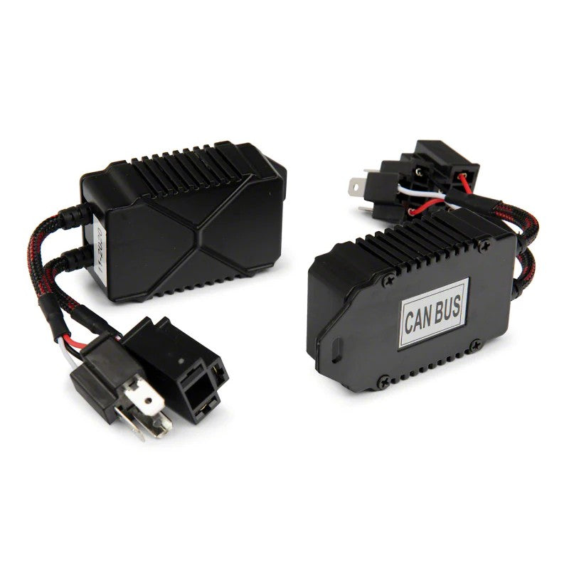 Raxiom J139546 plug-and-play anti-flicker modules for 2007-2018 Jeep Wrangler JK LED headlights.