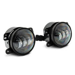 Raxiom Axial Series 4-inch white tri-bar LED fog lights with aluminum housings and polycarbonate lenses.
