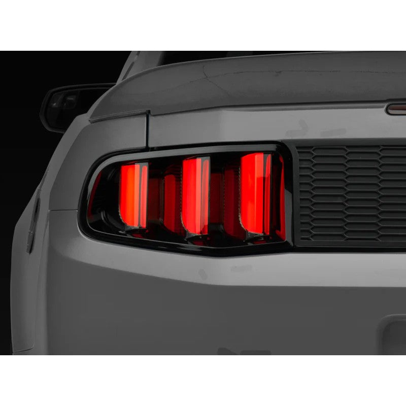 Raxiom Vector V2 LED Tail Lights with gloss black housing and clear lenses for 2010-2012 Ford Mustang
