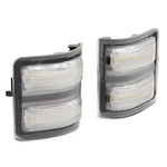 Raxiom Axial Series clear lens LED switchback mirror marker lamps for 2011-2016 Ford F-250 and F-350 Super Duty.