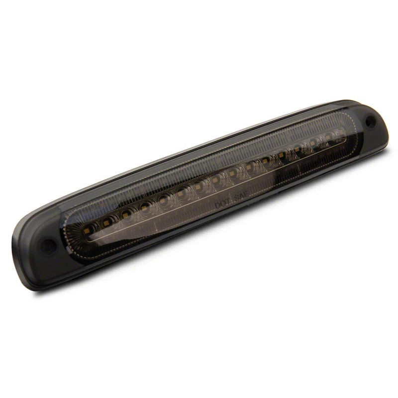 Raxiom Axial Series LED third brake light with smoked lens and black housing for 2011-2016 Ford Super Duty trucks.