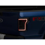 Raxiom sequential LED tail lights with black housings and clear lenses for 2015-2017 Ford F-150.